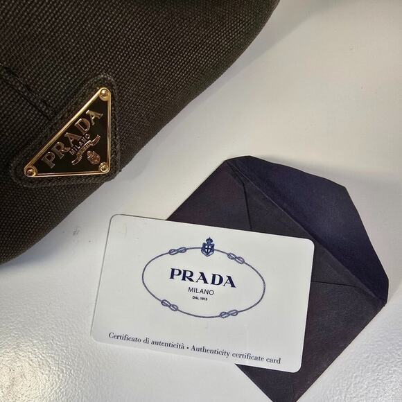 Prada Medium Canapa Canvas Tote Green - Picture 11 of 11